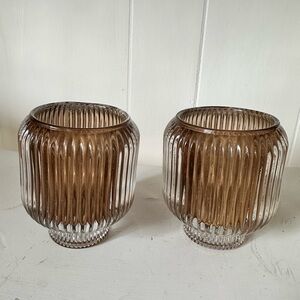 Elegant Brown Glass Candle Holders